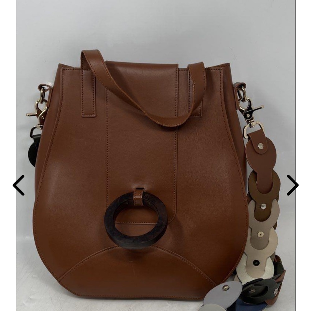 GALAPAGO BAG - CALETIA Brown Vegan Leather Women's Bag with Ring Detail Chic lux